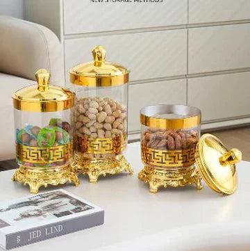 3Pcs Transparent Candy Jar With Lid, Dry Food Storage Container, Cookie Jar