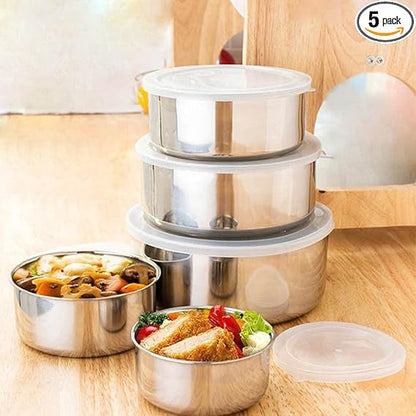 5 Pcs Stainless Steel Mixing Bowl Set with Airtight Lids