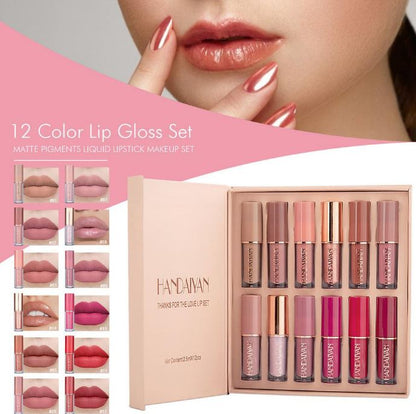 12-Piece Matte Liquid Lipstick & High Shine Lip Gloss Set – Waterproof, Long-Lasting