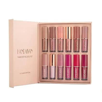 12-Piece Matte Liquid Lipstick & High Shine Lip Gloss Set – Waterproof, Long-Lasting