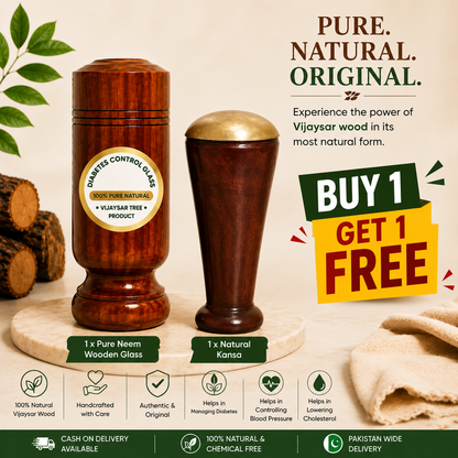 🌿 Pure Neem Wooden Glass and kansa wood massager