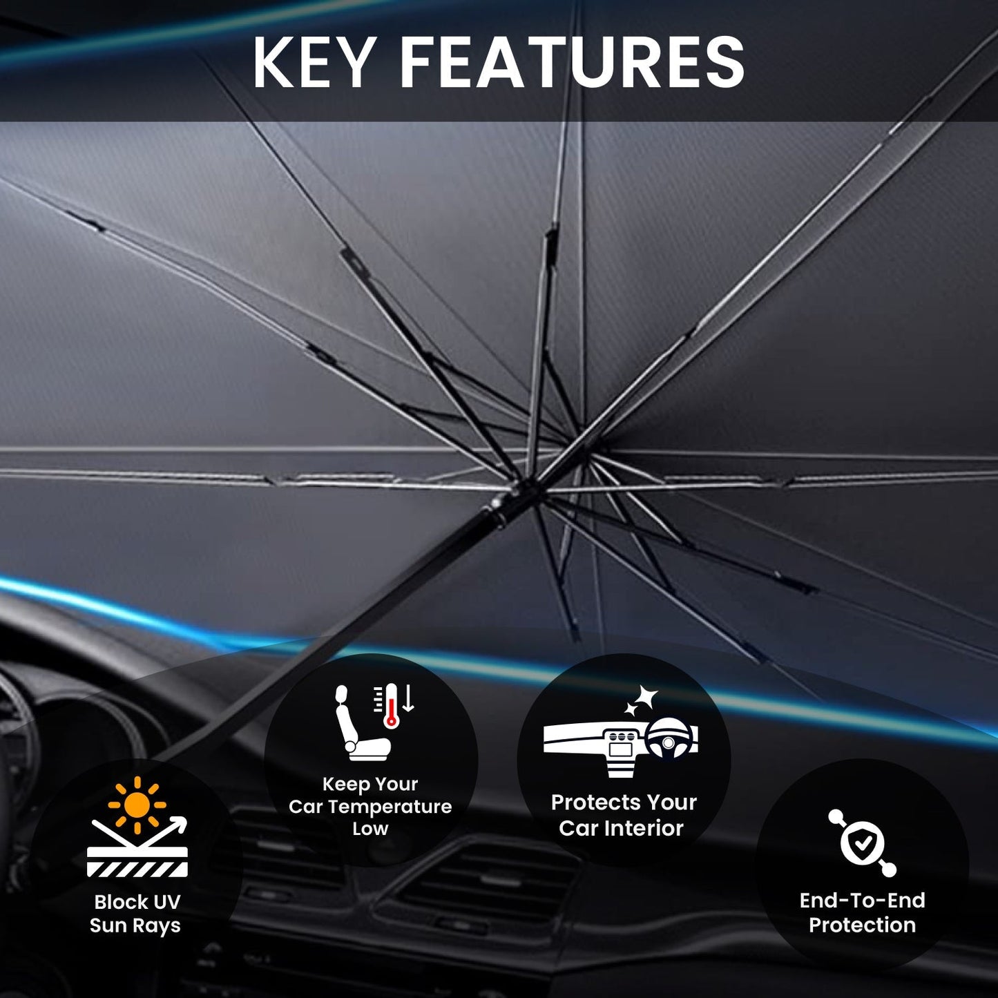 UNIVERSAL CAR WINDSHIELD SUN SHADE UMBRELLA